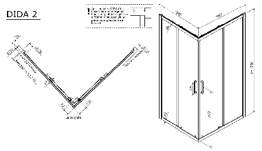 Porte de douche coulissante accès d'angle DIDA2-7