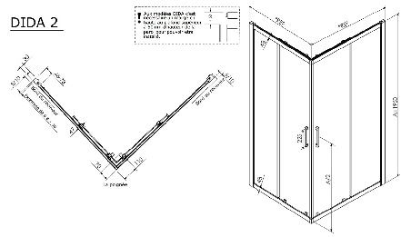 Porte de douche coulissante accès d'angle DIDA2-7