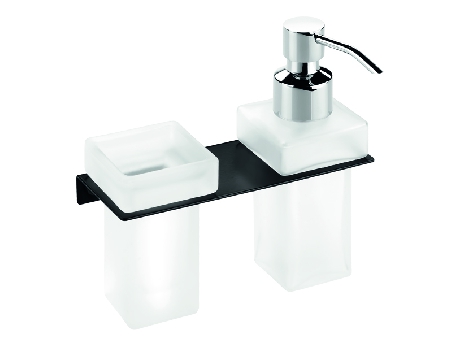Porte verre & Distributeur de savon mural noir PLEXO Porte verre & Distributeur de savon mural noir PLEXO