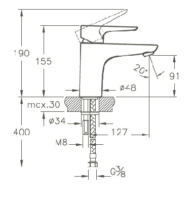 X-Line mitigeur lavabo C3-4 X-Line mitigeur lavabo C3-4