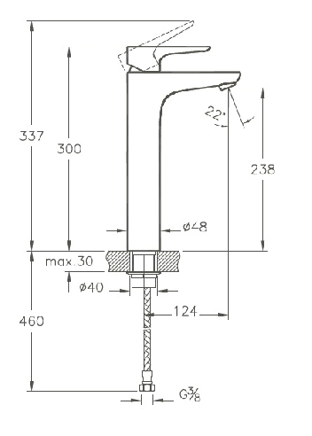 X-Line mitigeur Haut, C2 BlueStep-3 X-Line mitigeur Haut, C2 BlueStep-3