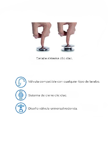 Bonde vidage CLIC CLAC, cache en porcelaine blanche-5