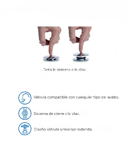 Bonde vidage CLIC CLAC, cache en porcelaine blanche-5