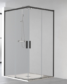 Porte de douche coulissante accès d'angle SA320 Noir mat