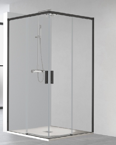 Porte de douche coulissante accès d'angle SA320 Noir mat