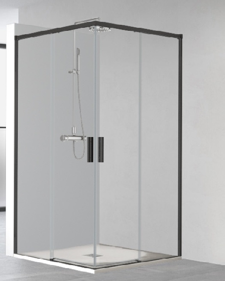 Porte de douche coulissante accès d'angle SA320 Noir mat Porte de douche coulissante accès d'angle SA320 Noir mat