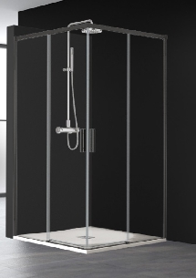 Porte de douche coulissante accès d'angle SA320 Noir mat 2