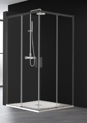 Porte de douche coulissante accès d'angle SA320 Noir mat-0 Porte de douche coulissante accès d'angle SA320 Noir mat-0