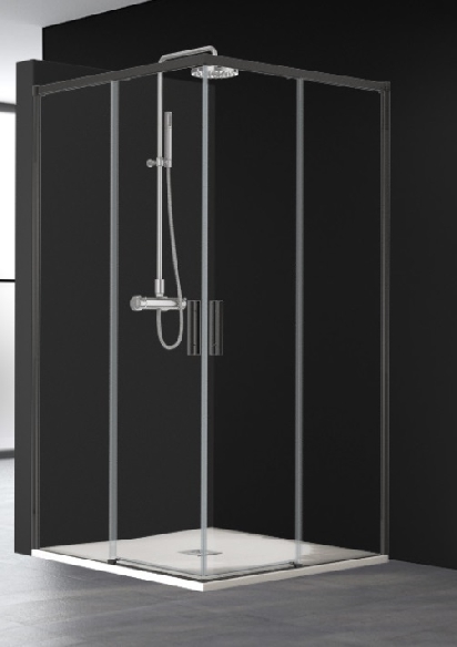 Porte de douche coulissante accès d'angle SA320 Noir mat-0 Porte de douche coulissante accès d'angle SA320 Noir mat-0
