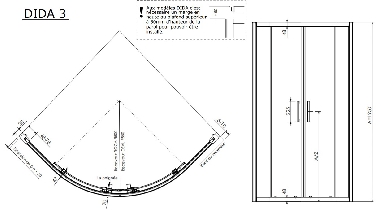 Porte de douche coulissante quart de cercle DIDA3-4 Porte de douche coulissante quart de cercle DIDA3-4