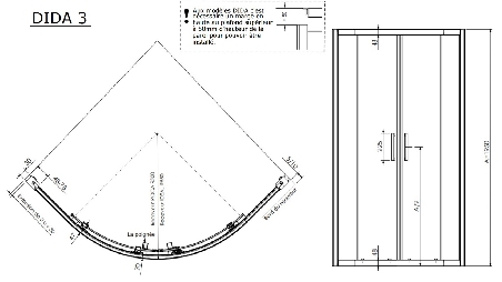 Porte de douche coulissante quart de cercle DIDA3-4 Porte de douche coulissante quart de cercle DIDA3-4