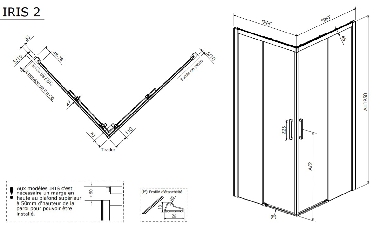 Porte de douche coulissante accès d'angle IRIS2-6 Porte de douche coulissante accès d'angle IRIS2-6