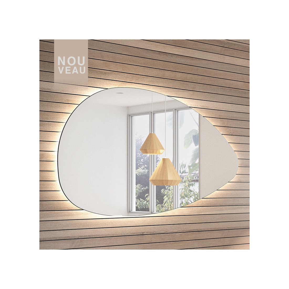 Miroir LED 80x120 cm avec variateur de lumière - GALET