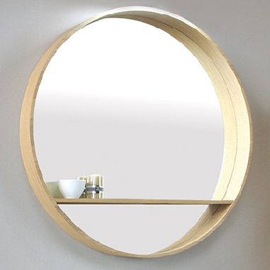 Miroir rond placage chêne