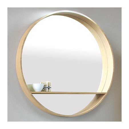 Miroir rond placage chêne