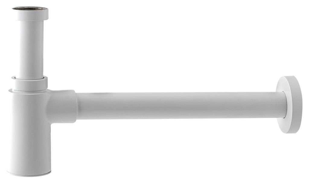 Siphon cylindrique Design - Ø32mm + rallonge et rosace Blanc mat