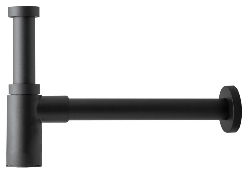 Siphon cylindrique Design - Ø32mm + rallonge et rosace Noir mat