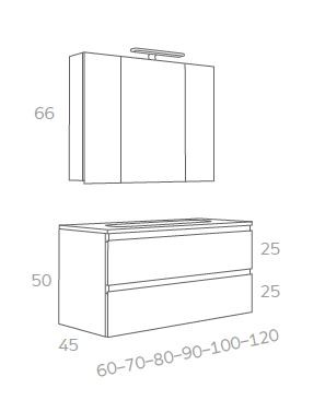 MEUBLE PLAN VASQUE + ARMOIRE + APPLIQUE LED