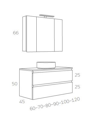 MEUBLE VASQUE A POSER + ARMOIRE + APPLIQUE LED