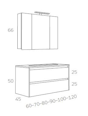 MEUBLE PLAN VASQUE + ARMOIRE + APPLIQUE LED -T