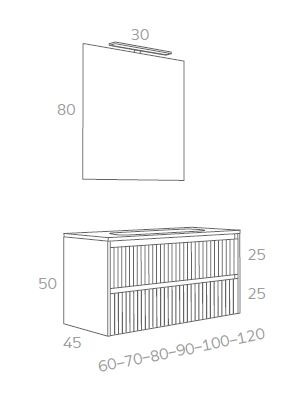 MEUBLE PLAN VASQUE + MIROIR + APPLIQUE LED -P