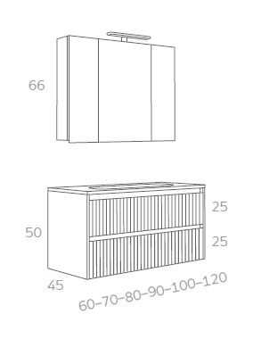 MEUBLE PLAN VASQUE + ARMOIRE + APPLIQUE LED -P