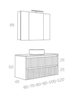 MEUBLE VASQUE A POSER + ARMOIRE + APPLIQUE LED -P