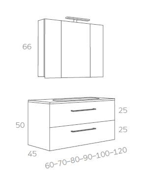 MEUBLE PLAN VASQUE + ARMOIRE + APPLIQUE LED -F