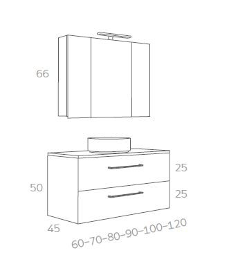 MEUBLE VASQUE A POSER + ARMOIRE + APPLIQUE LED -F