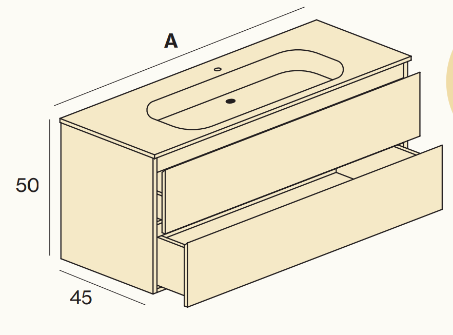 PACK Plan simple vasque + Meuble 2 tiroirs