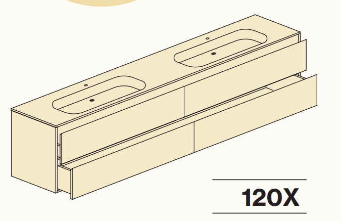 PACK Plan double vasque + Meuble 4 tiroirs